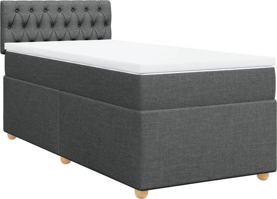 vidaXL Boxspring met matras stof donkergrijs 90x190 cm