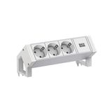 Bachmann DESK2 ALU Wit 3xCEE7/3 0,2m GST18 RAL9010
