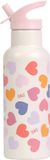 A Little Lovely Company XL Dubbelwandige RVS drinkfles thermos - Hartjes