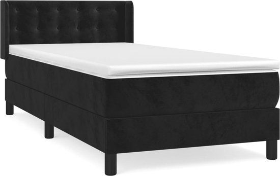vidaXL Boxspring met matras fluweel zwart 90x190 cm