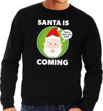 Bellatio Decorations Bol Foute kersttrui - Santa is coming - thats what she said - zwart voor heren XL