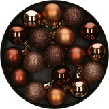 Atmosphera Kerstballen - 18x st - bronskleurig - kunststof - glans en mat