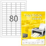 TopStick 8660 universele etiketten A4 mini, set van 10 stuks (35,6 x 16,9 mm, 1.000 velle, papier, mat) zelfklevend, bedrukbaar, permanente Klevende adreslabels, 80.000 etiketten voor printer, wit