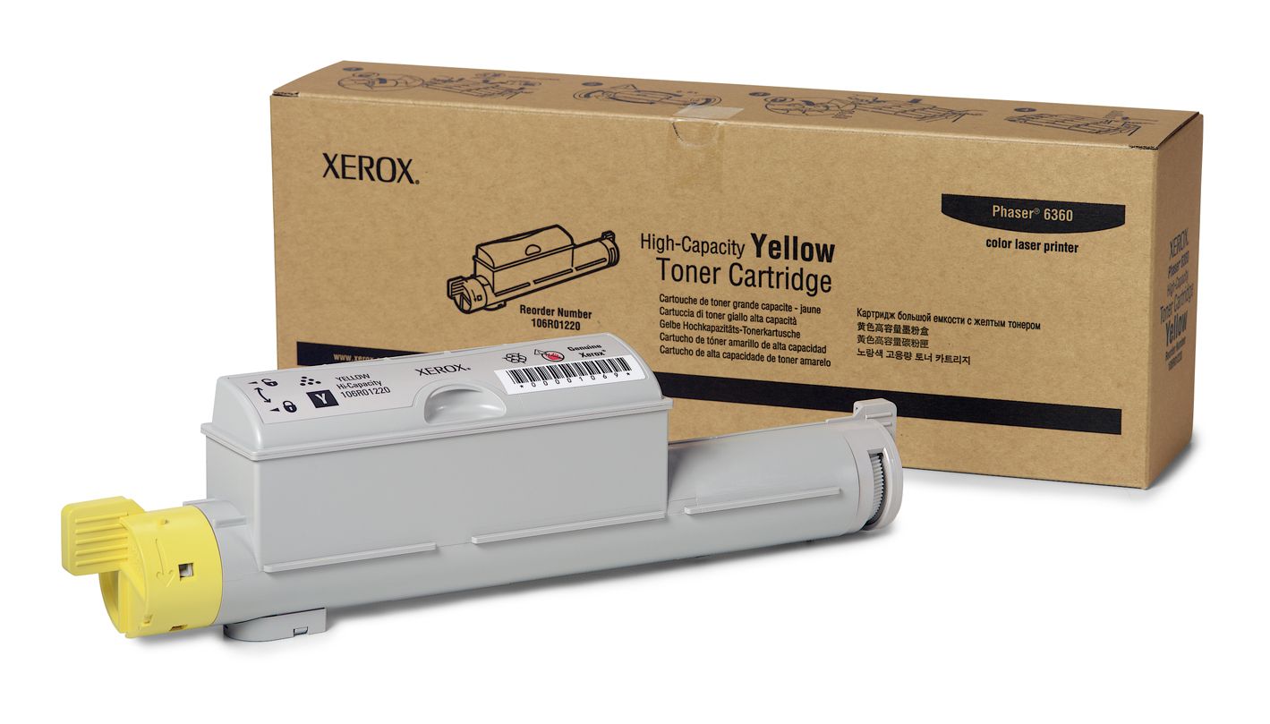 Xerox Hoge Capaciteit Gele Tonercartridge 106R01220 voor Phaser 6360 (12000 pagina's)
