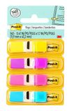 Post-it Index Flags Smal, verpakking met 4 dispensers, 35 vellen per dispenser, 11,9 mm x 43,2 mm, geel, paars, roze, blauw