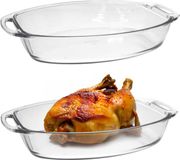 Marinex Ovenschaal van borosilicaat glas - 2x - ovaal - 4.2 Liter - 40 x 27 x 7 cm - serveerschaal