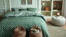 Riviera Maison Rivièra Maison Woven Wool dekbedovertrek - Lits-Jumeaux - 240 x 200/220 cm - Groen