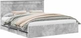 vidaXL Bedframe met hoofdeinde, betonkleur, 200 x 200 cm, constructiehout