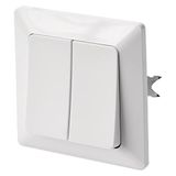 EMOS Serieschakelaar wit (glanzend), dubbele schakelaar voor verlichting, 250 V~/10 AX, dubbele schakelaar van kunststof, zonder inbouwdoos, beschermingsklasse IP20 voor gebruik binnenshuis