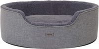 lionto PICO Hondenbed met omkeerbaar kussen wasbaar kattenbed huisdierbed hondenmand pluche (L) 92 x 72 cm Grijs