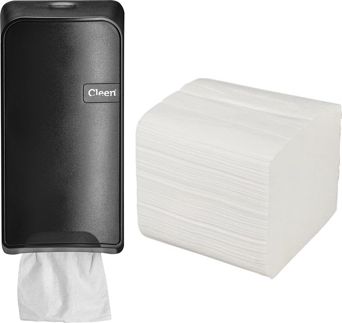 CLEEN Panda CLEEN QUARTZ TOILETPAPIERDISPENSER | BULKPACK | KLEUR BLACK + DOOS 36x 250 VEL