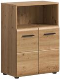 Hioshop Ice badkamerkast 2 deuren, 1 plank eiken decor.