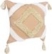 QUVIO Kussensloop met ruit patroon en franjes - 45 x 45 cm - Lichtroze/Beige