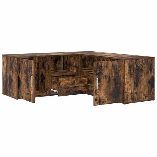 vidaXL Hoekkast - 200x40x45 cm - Bewerkt Hout - Gerookt Eikenkleurig