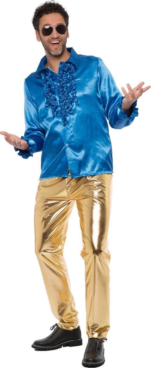 partychimp Verkleedbroek Disco Polyester Goud Maat XXL