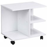 BAKAJI Salontafel voor woonkamer, multifunctioneel, bank, tv-standaard, tijdschriften, nachtkastje met wielen van melaminehout (wit)