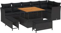 vidaXL Tuinbank - Set - 9 - st - Zwart - poly - rattan