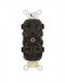 Leviton 5842 20 Amp, 125/250 Volt, Smalle body Duplex Contactdoos, Rechte Blade, Commerciële Grade, Zelf Aarden, Dual Voltage, Bruin