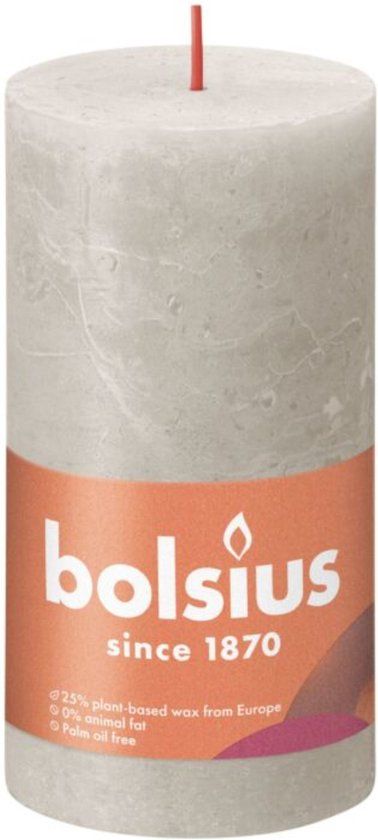 Bolsius Stompkaars Sandy Grey Ø68 mm - 13 cm - 60 uur
