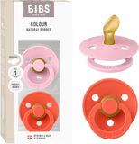 BIBS Colour Fopspeen - 0-6 mnd - 2-pack - Anatomisch - Baby Pink/Tango