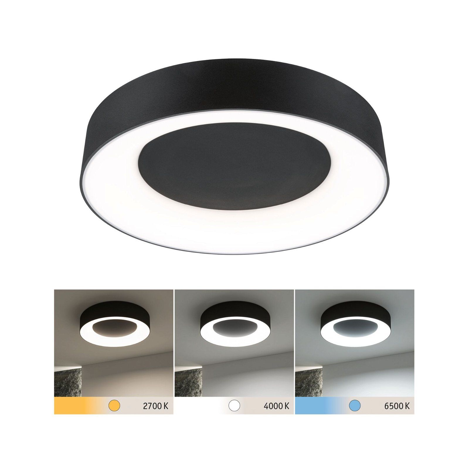 Paulmann LED Ceiling Light Casca IP44 White Switch 2100lm 230V 23W Matte Black