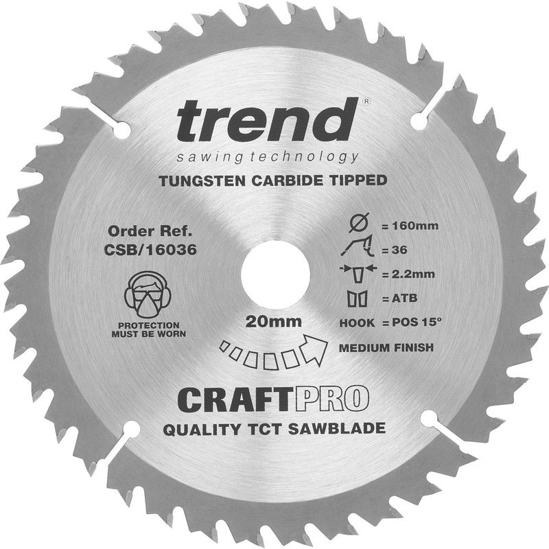 Trend cirkelzaagblad 160x20x2,2mm 36T