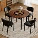 STILVORA Eethoek 100 cm - Ronde Eettafel Met 4 Eetkamerstoelen - Voor Eetkamer En Keuken - Glas, Metaal, PU - Bruin Zwart