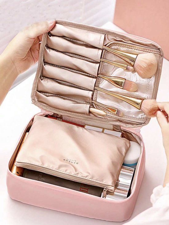 Lux - Make up tas - Toilettas - Roze - 2 tassen in 1