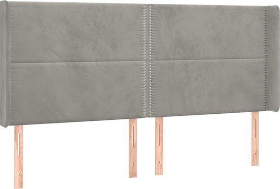 vidaXL Hoofdbord met randen 203x16x118/128 cm fluweel lichtgrijs