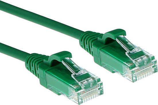 ACT Groene 0,15 meter LSZH U/UTP CAT6 datacenter slimline patchkabel snagless met RJ45 connectoren - DC9730