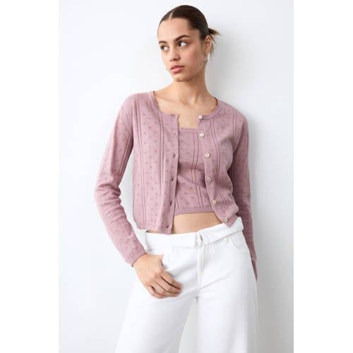 MANGO TEEN vest roze fijn gebreid