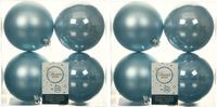 Decoris Grote kerstballen - 12x stuks - kunststof - lichtblauw - 10 cm - kerstversiering
