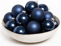 Decoris Boules de Noël - 24 pièces - Bleu foncé - 8 cm - Verre - Brillant et Mat