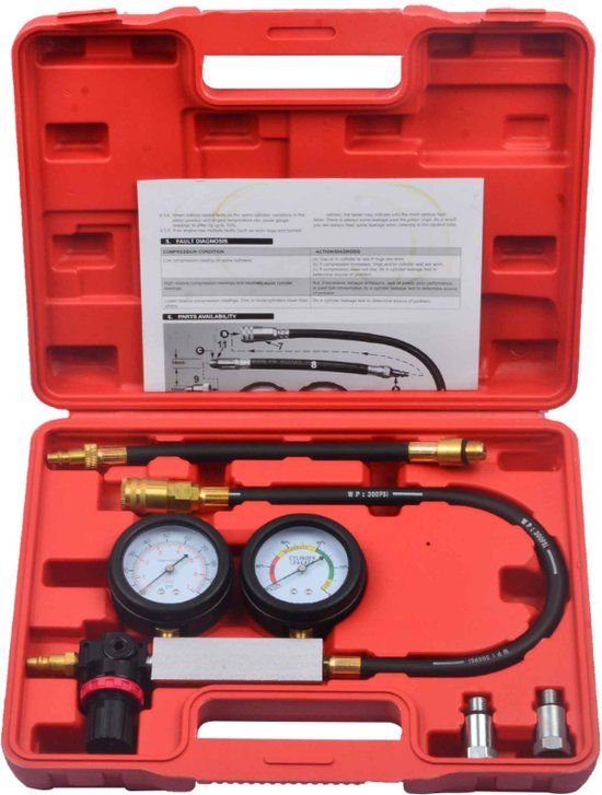 Cilinderlektester - Compressie Lekkage Detector Kit - Benzinemotor - 5-delig