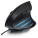 CSL Verticale muis, bedrade, ergonomische USB-muis met 6 knoppen, Huano-schakelaars, 1000 tot 6400 dpi, zijdelingse LED-lichtstrip, voor rechtshandigen, geschikt voor PC en Mac, zwart