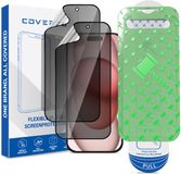 Coverzs Flexibel PMMA Glass Privacy Screenprotector met frame (2-pack) geschikt voor iPhone 15