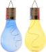 Lumineo 2x Buiten/tuin LED blauw/geel peertjes solar verlichting 14 cm