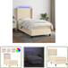 Sommier tapissier Sommier à lattes de lit Matelas et LED Crème 100x200 cm Tissu
