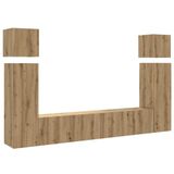 vidaXL 8-delige TV-meubelset, wandmontage, bewerkt hout, artisanaal eiken