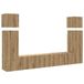 vidaXL 8-delige TV-meubelset, wandmontage, bewerkt hout, artisanaal eiken
