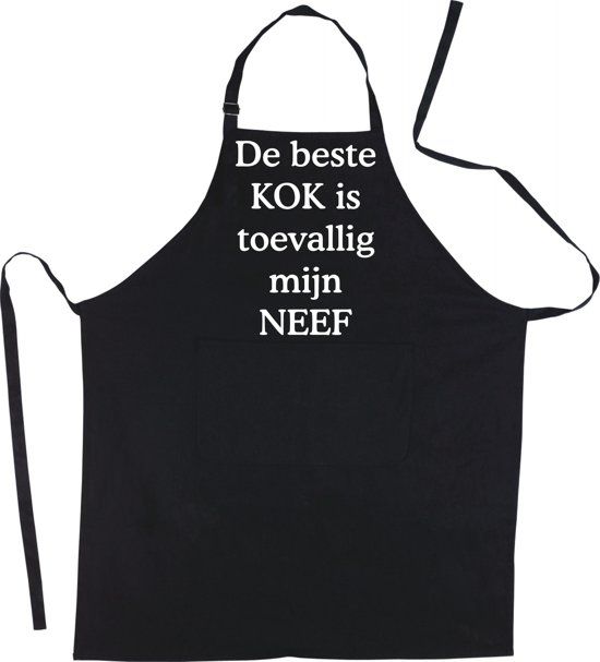 mijncadeautje - Schort - De beste kok is toevallig mijn - NEEF - Zwart - Keukenschort - Grappig - Leuke - Mooie