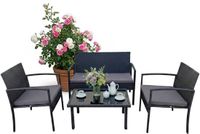 Merkloos Relaxdays Tuinset - 4 persoons - rotan look - zwart