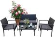 Merkloos Relaxdays Tuinset - 4 persoons - rotan look - zwart