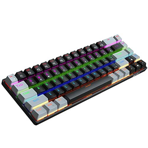 EXHNLE Bedrade 68 toetsen Membraantoetsenbord, RGB Backlit Ultra-Compact Lay-out Toetsenbord, 68 Key Layout Mechanisch Voel Honingraat Muizen voor Gamer Laptop (Kleur: Zwart)