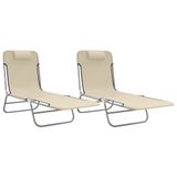 VidaXL Lounge Stoel Staal Textiel Crème 2 stuks