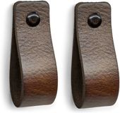 Brute Strength Leren handgrepen - Bruin - 2 stuks - 16,5 x 2,5 cm incl. 3 kleuren schroeven
