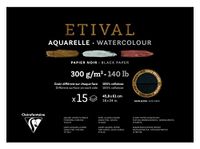 Clairefontaine 975323C - Etival Tekenpapier Blok 15 vellen 46x61 cm 300g Dubbele Korrel Zwart