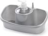 PLASTICFORTE Sponsbakje met zeeppompje/dispenser zilver - 16.5 cm