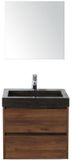 BES LED Dante Badmeubelset 60 cm - Walnoot - Wastafel Hardsteen Wit Lucca met Spiegel