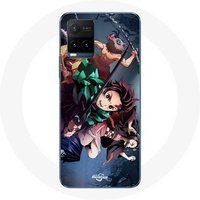 Maniacase Etui voor Vivo Y21s 2021 / Y21 2021 Tanjiro Nezuko et Inosuke Slayer Kimetsu no Yaiba Manga